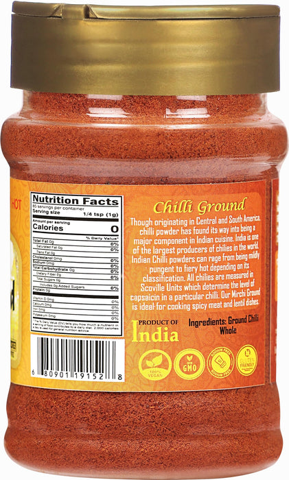 Rani Chilli Powder (Mirchi) Ground Indian Spice 3oz (85g) PET Jar ~ All Natural | Salt-Free | Vegan | No Colors | Gluten Friendly | NON-GMO | Kosher