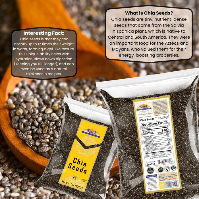 Rani Chia Seeds 7oz (200g) ~ All Natural | Vegan | Gluten Friendly | NON-GMO | Kosher | Indian Origin…
