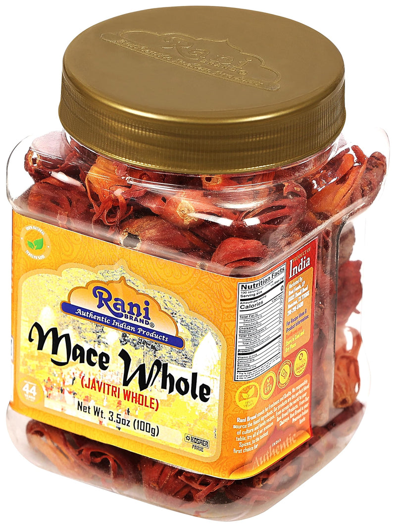 Rani Mace Whole (Javathri), Spice 3.5oz (100g) PET Jar ~ All Natural | Vegan | Gluten Friendly | NON-GMO | Kosher | Indian Origin