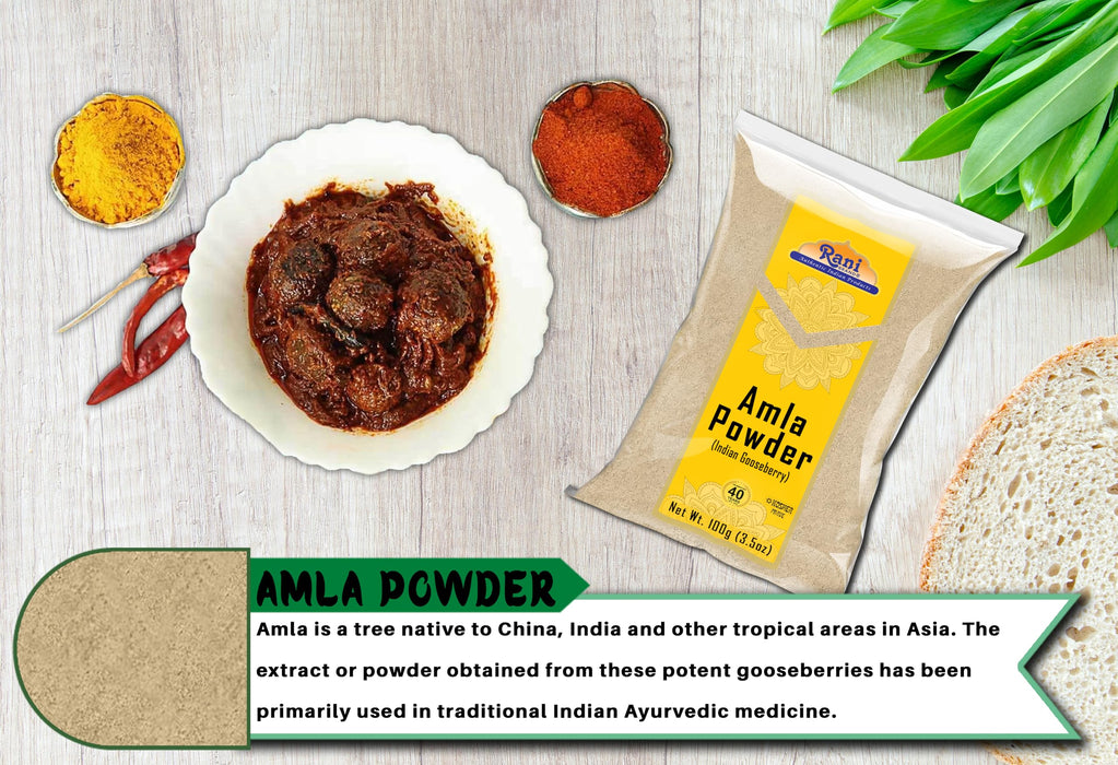 Rani Amla (Indian Gooseberry) Powder 3.5oz (100g) ~ All Natural | Gluten Friendly | Vegan | NON-GMO | Kosher | No Salt or fillers | Indian Origin