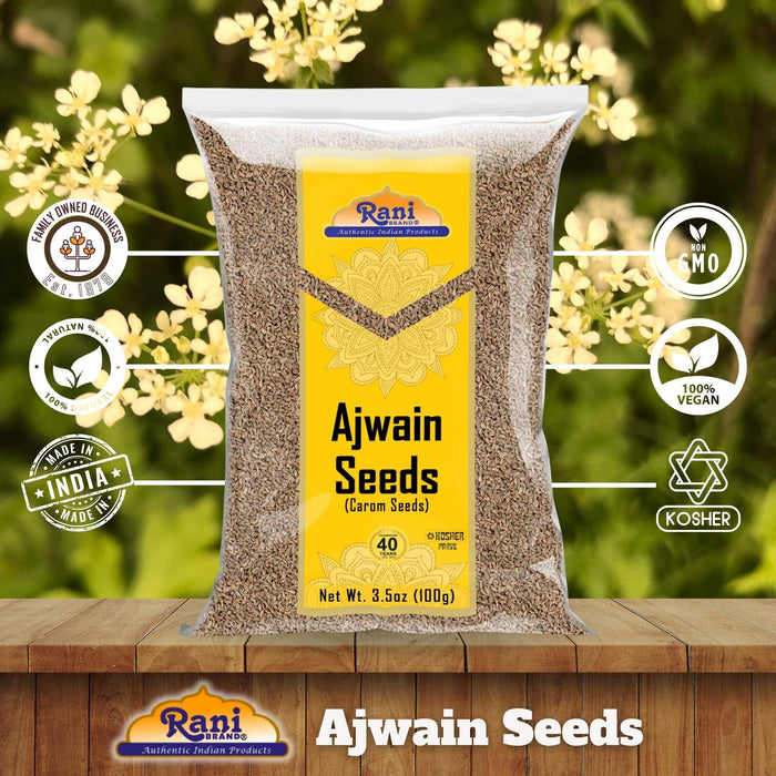 Rani Ajwain Seeds (Carom Bishops Weed) Spice Whole 3.5oz (100g) ~ Natural | Vegan | Gluten Friendly | NON-GMO | Kosher | Indian Origin