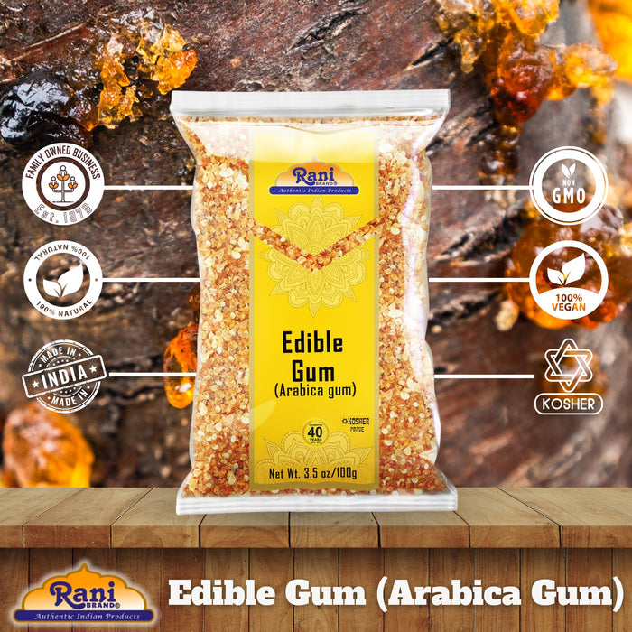 Rani Edible Gum Whole (Arabica Gum) 3.5oz (100g) ~ All Natural, Salt-Free | Vegan | No Colors | Gluten Friendly | NON-GMO | Kosher | Indian Origin