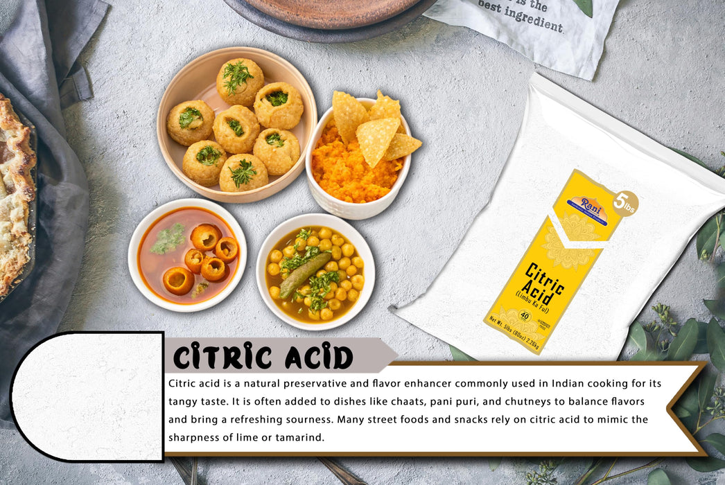 Rani Citric Acid Powder, Food Grade (Limbu Ka Ful) 80oz (5lbs) 2.27kg Bulk ~ Used for Cooking, Bath Bombs, Cleaning | Gluten Friendly | Kosher | Indian Origin