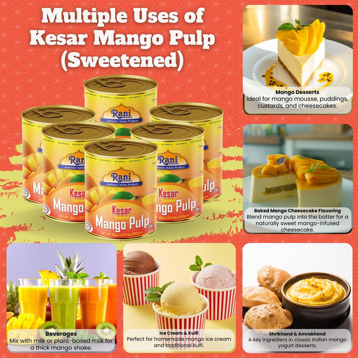 Rani Mango Pulp Puree (Kesar Sweetened) {3 Sizes Available)