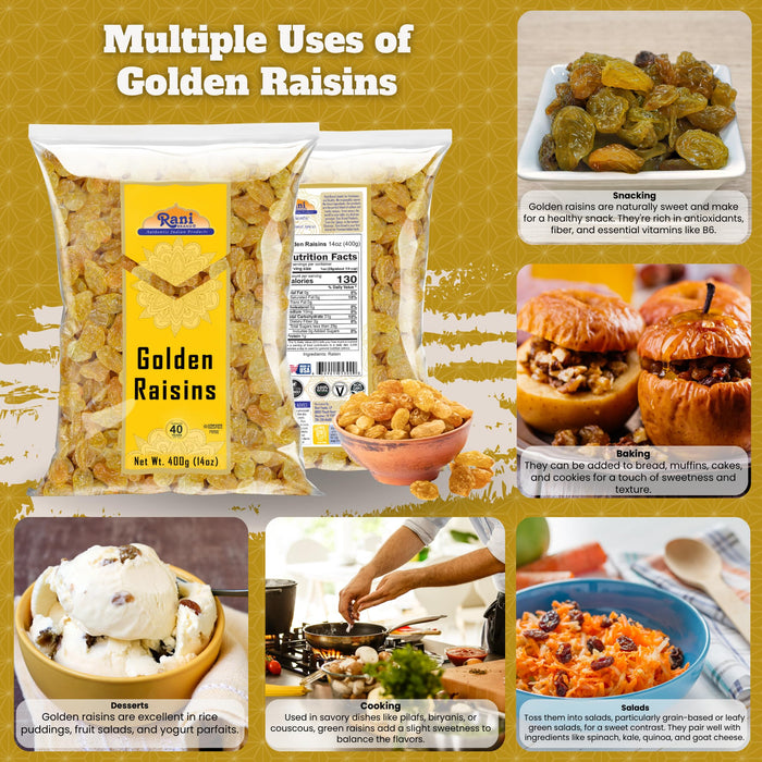 Rani Golden Raisins 14oz (400g) ~ All Natural | Gluten Friendly | NON-GMO | Kosher | Vegan | Product of USA