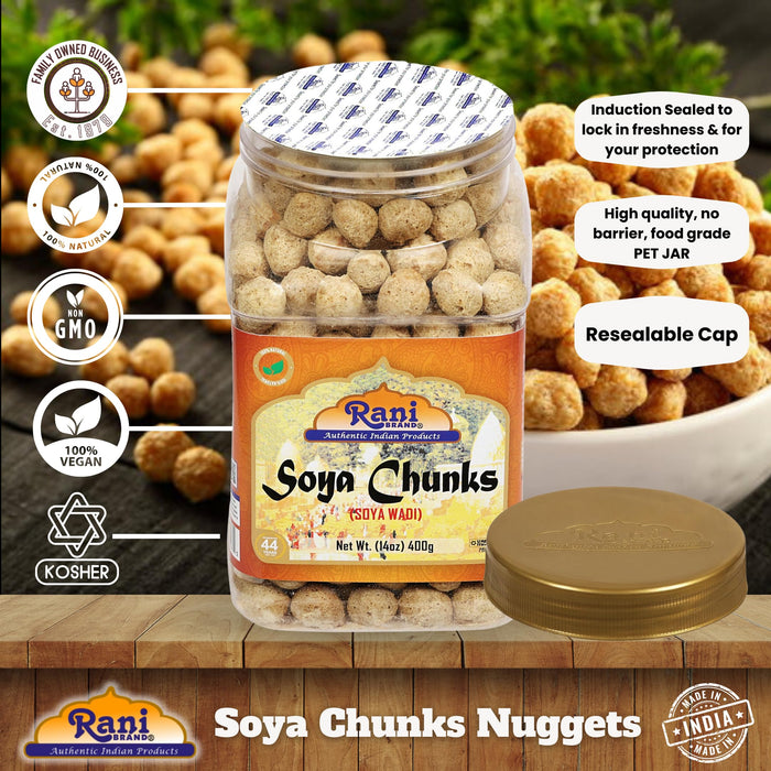 Rani Soya Chunks Nuggets (High Protien) Vadi 14oz (400g) ~ All Natural, Salt-Free | Vegan | Kosher | No Colors | Gluten Friendly | Meat Alternate Substitute