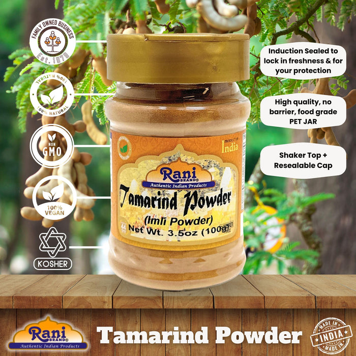 Rani Tamarind Powder (Imli) 3.5oz (100g) PET Jar ~ All Natural| No Added Sugar/Salt | Vegan | Gluten Friendly | Kosher | NON-GMO | Indian Origin