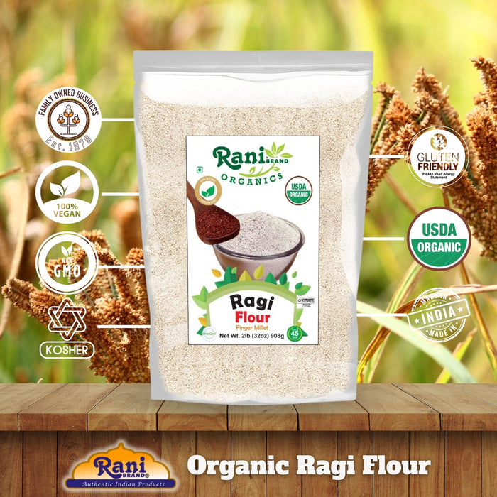 Rani Organic Ragi (Red Millet) Flour 32oz (2lbs) 908g ~ All Natural | Vegan | Gluten Friendly | NON-GMO | Kosher | Indian Origin | USDA Certified Organic