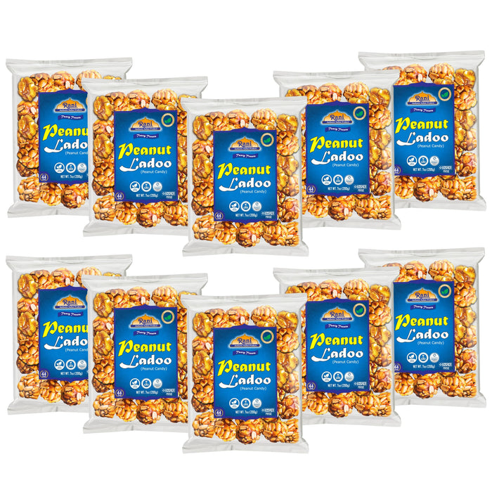 Rani Peanut Ladoo (Round Peanut Brittle Candy) 7oz (200g) x Pack of 10 ~ All Natural | Vegan | Kosher | No Colors | Gluten Friendly | Indian Origin