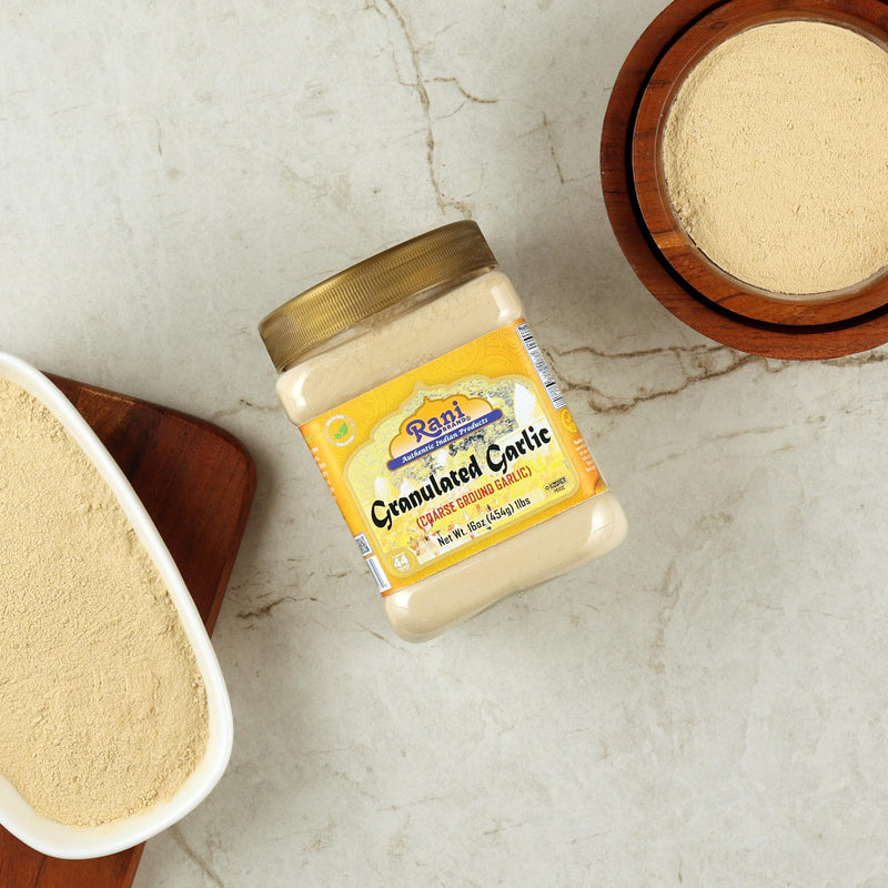 Rani Granulated Garlic (Coarse Ground Garlic) 16oz (1lb) 454g PET Jar ~ All Natural | Gluten Friendly | Vegan | NON-GMO | Kosher | No Salt or fillers | Product of USA