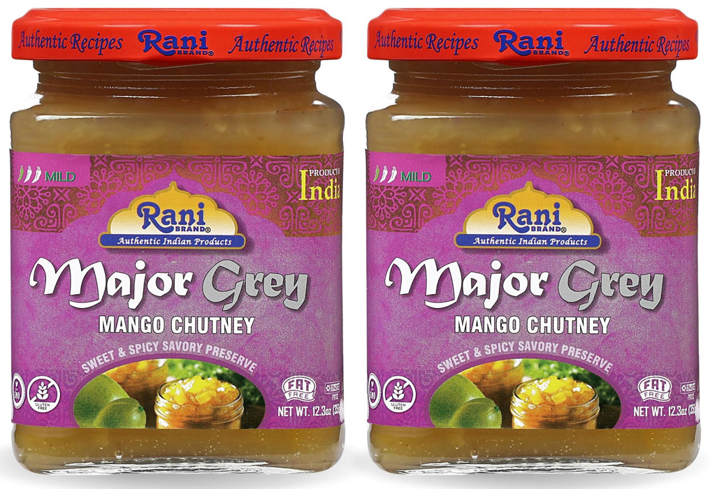 Rani Major Grey Mango Chutney (Indian Preserve) 12.3oz (350g) Glass Jar, Pack of 2, Ready to eat, Vegan ~ Gluten Free, All Natural, NON-GMO, Kosher