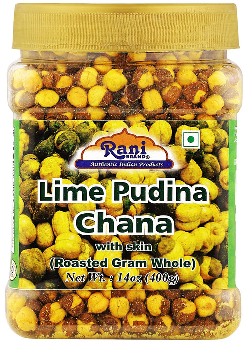 Rani Roasted Chana (Chickpeas) Lime Podina (Mint) 14oz (400g) ~ All Natural | Vegan | No Preservatives | No Colors | Ready to Eat | Indian Origin