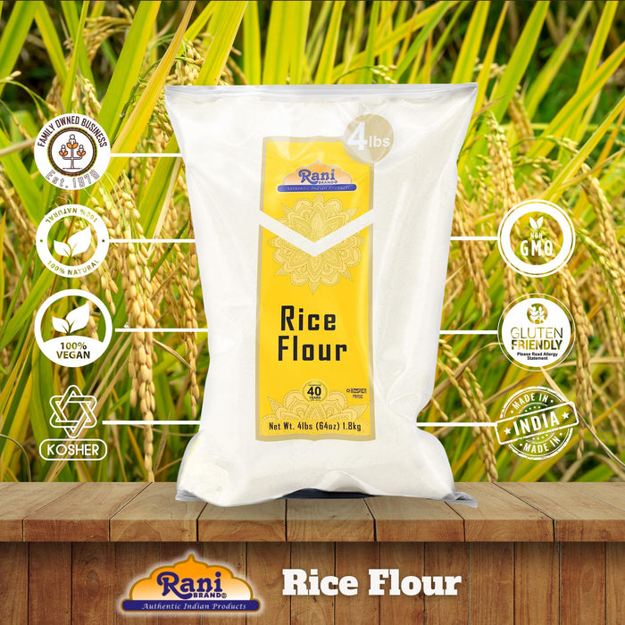 Rani Rice (White) Flour 64oz (4lbs) 1.81kg ~ All Natural | Gluten Friendly | Vegan | NON-GMO | Kosher | Indian Origin