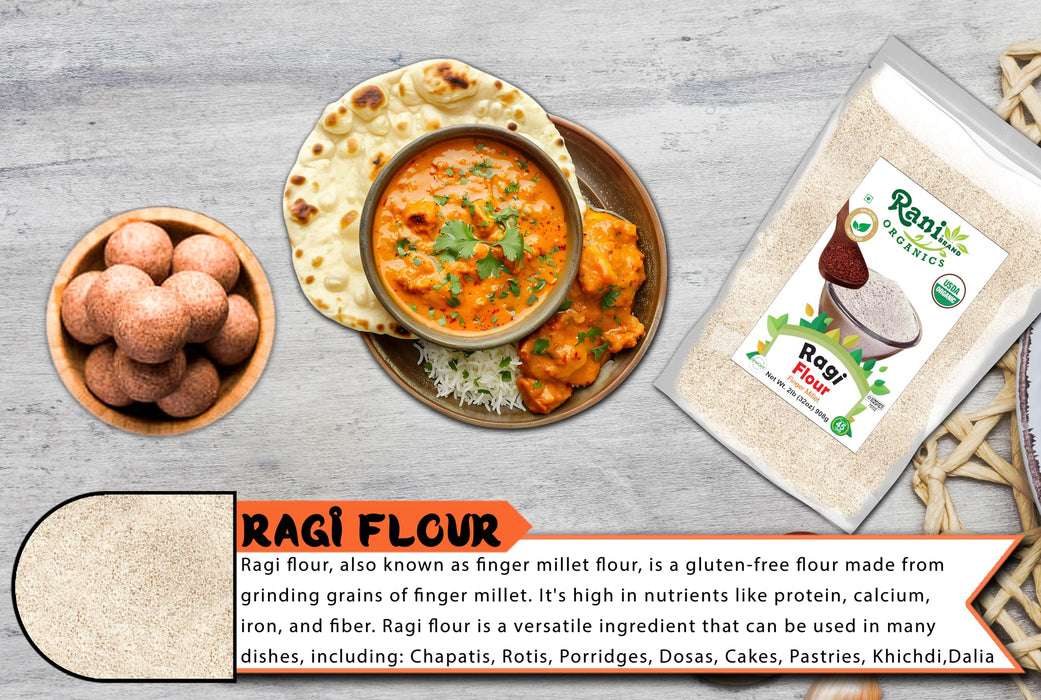 Rani Organic Ragi (Red Millet) Flour 32oz (2lbs) 908g ~ All Natural | Vegan | Gluten Friendly | NON-GMO | Kosher | Indian Origin | USDA Certified Organic