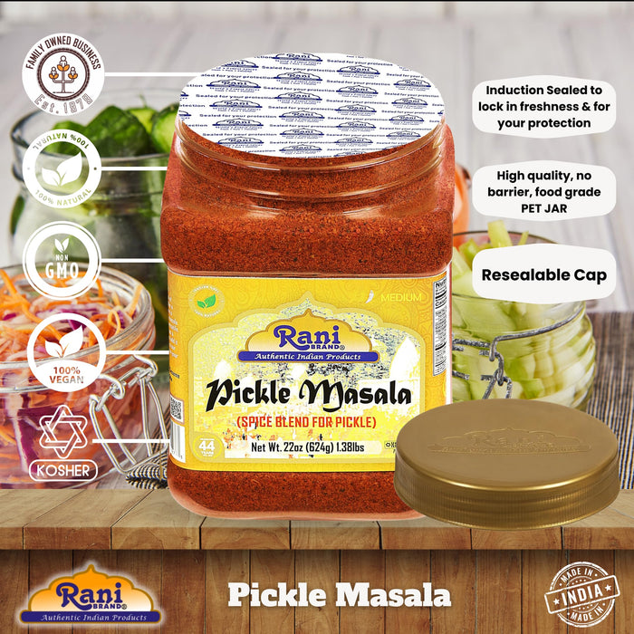 Rani Pickle (Achar) Masala Indian Spice Blend 22oz (1.375lbs) 624g PET Jar ~ Vegan | Gluten Friendly | NON-GMO | No colors | Kosher | Indian Origin