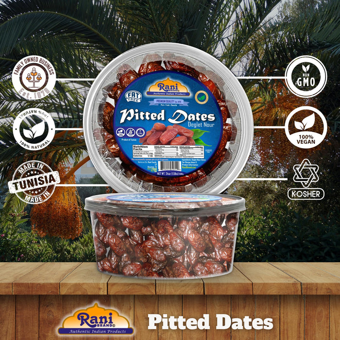 Rani Pitted Dates (Deglet Nour) Raw Dried Fruit 24oz (1.5lbs) 680g, Pack of 6 ~ All Natural | Fat-free | No added Sugar | Vegan | Gluten Friendly | Non-GMO | Kosher | Product of Tunisia