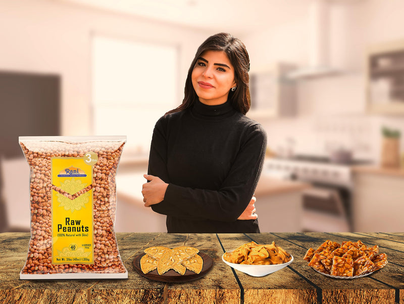 Rani Peanuts, Raw Whole With Skin (uncooked, unsalted) 48oz (3lbs) 1.36kg Bulk ~ All Natural | Vegan | Gluten Friendly | Kosher | Fresh Product of USA ~ Spanish Grade Groundnut / Red-skin
