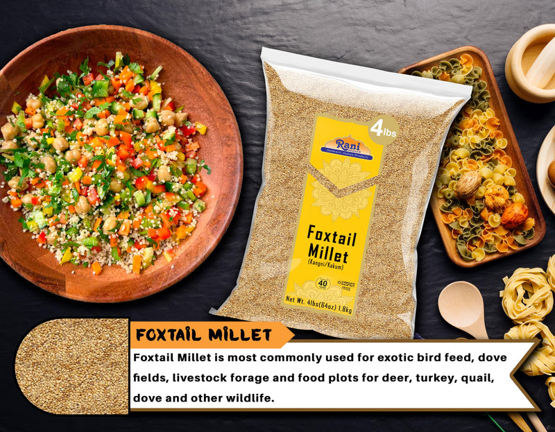 Rani Foxtail Millet Polished (Setaria italica) Ancient Grains 64oz (4lbs) 1.81kg ~ All Natural | Gluten Friendly | NON-GMO | Kosher | Vegan | Indian Origin