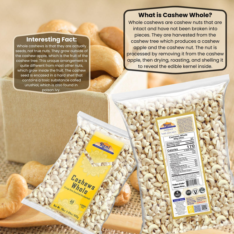 Rani Raw Cashews Whole (uncooked, unsalted) 28oz (800g) ~ All Natural, No Preservatives | Vegan | NON-GMO | Kosher | Gluten Friendly