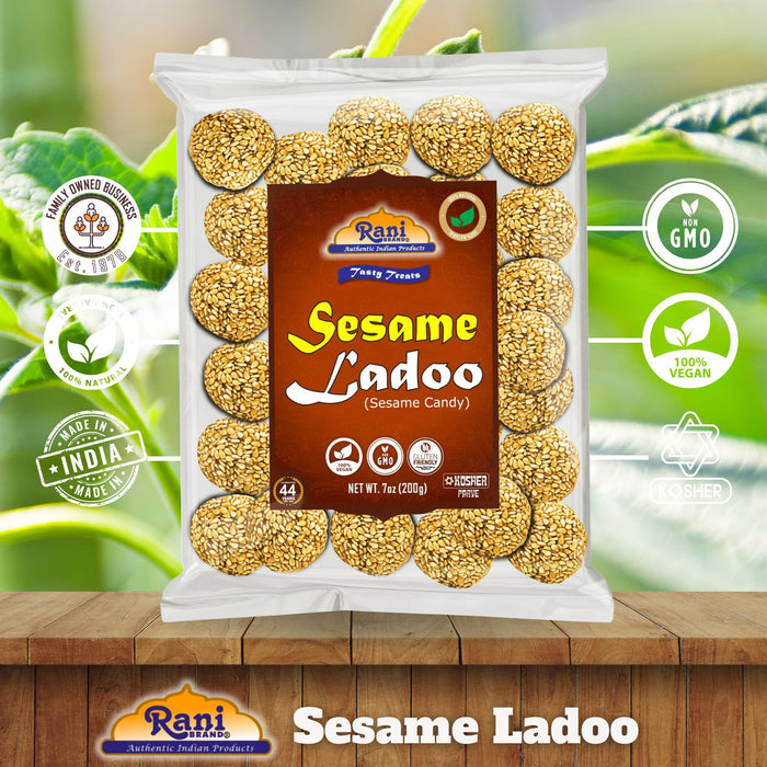 Rani Sesame Ladoo (Round Sesame Brittle Candy) 7oz (200g) x Pack of 20 ~ All Natural | Vegan | No colors | Gluten Friendly | Indian Origin