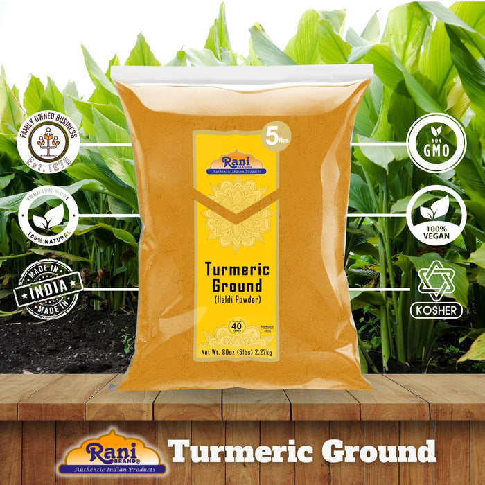 Rani Turmeric (Haldi) Root Powder Spice, (High Curcumin Content) 80oz (5lbs ) 2.27kg Bulk ~ All Natural | 100% Pure, Salt Free | Vegan | Gluten Friendly | NON-GMO | Kosher | Indian Origin