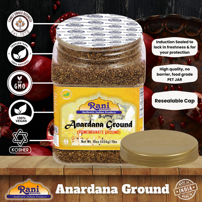 Rani Anardana (Pomegranate) Ground, Indian Spice 16oz (1lb) 454g PET Jar ~ All Natural | No Color | Gluten Friendly | Vegan | NON-GMO | Kosher | No Salt or fillers