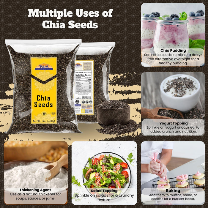 Rani Chia Seeds 14oz (400g) ~ All Natural | Vegan | Gluten Friendly | NON-GMO | Kosher | Indian Origin…