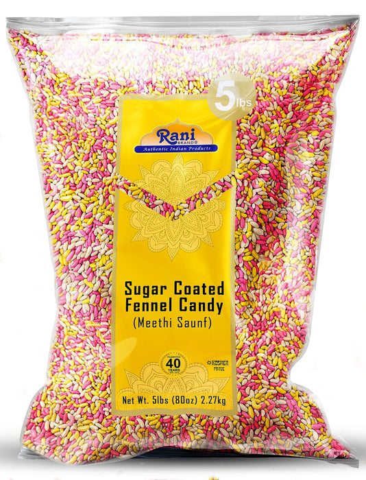 Rani Sugar Coated Fennel Candy 80oz (5lbs) 2.27kg Bulk ~ Indian After Meal Digestive Treat | Vegan | Gluten Friendly | NON-GMO | Kosher | Indian Origin