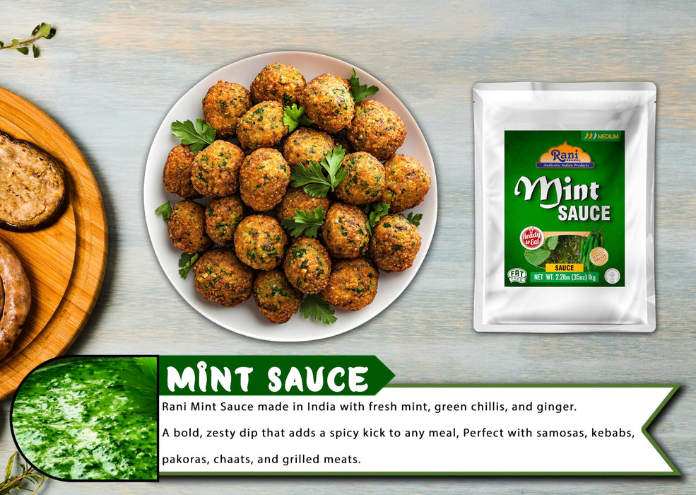 Rani Mint Sauce (Savory Dipping Sauce) 35oz (2.2lbs) 1kg Bulk, Ready to eat, Vegan ~ Gluten Free | NON-GMO | Kosher | Indian Origin