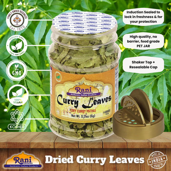 Rani Dried Curry Whole Leaves (Kari Neem Patha) Indian Spice 0.21oz (6g) ~ All Natural | Vegan | Gluten Friendly | NON-GMO | Kosher