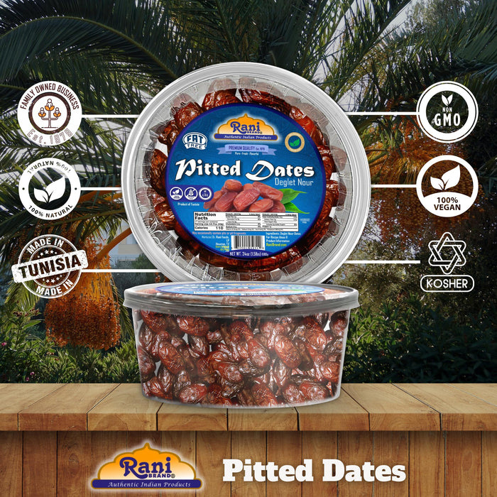 Rani Pitted Dates (Deglet Nour) Raw Dried Fruit 24oz (1.5lbs) 680g ~ All Natural | Fat-free | No added Sugar | Vegan | Gluten Friendly | Non-GMO | Kosher | Product of Tunisia