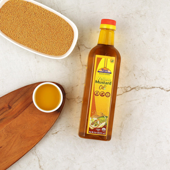 Rani Yellow Mustard Oil (Kachi Ghani) 33.8 Ounce (1 Liter) NON-GMO | Gluten Free | Kosher | Vegan | 100% Natural