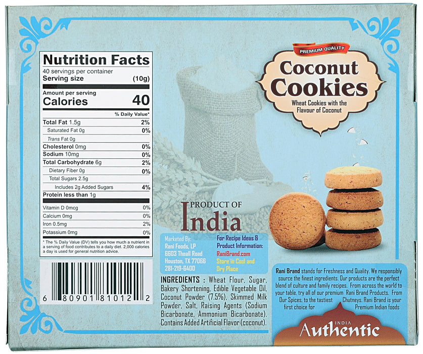 Rani Coconut Cookies (Wheat Cookies with the Flavor of Coconut) 14oz (400g) Pack of 3+1 FREE, Premium Quality Indian Cookies ~ Vegan | Non-GMO | Indian Origin
