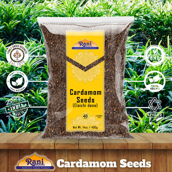 Rani Cardamom (Elachi) Decorticated Seeds Indian Spice 14oz (400g) ~ All Natural | Vegan | Gluten Friendly | NON-GMO | Kosher | Indian Origin