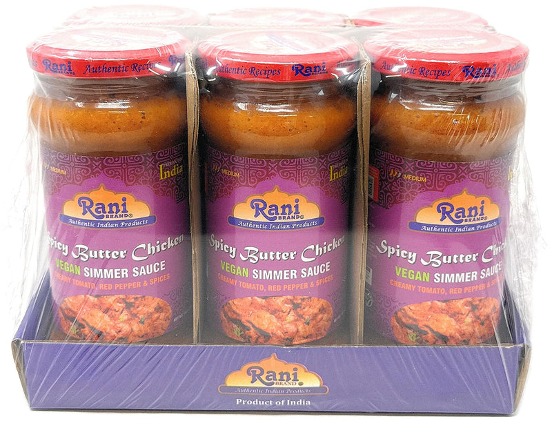 Rani Spicy Butter Chicken Curry Vegan Simmer Sauce 14oz (400g) Glass Jar, Pack of 5 +1 FREE ~ Easy to Use | Vegan | No Colors | All Natural | NON-GMO | Gluten Free | Indian Origin