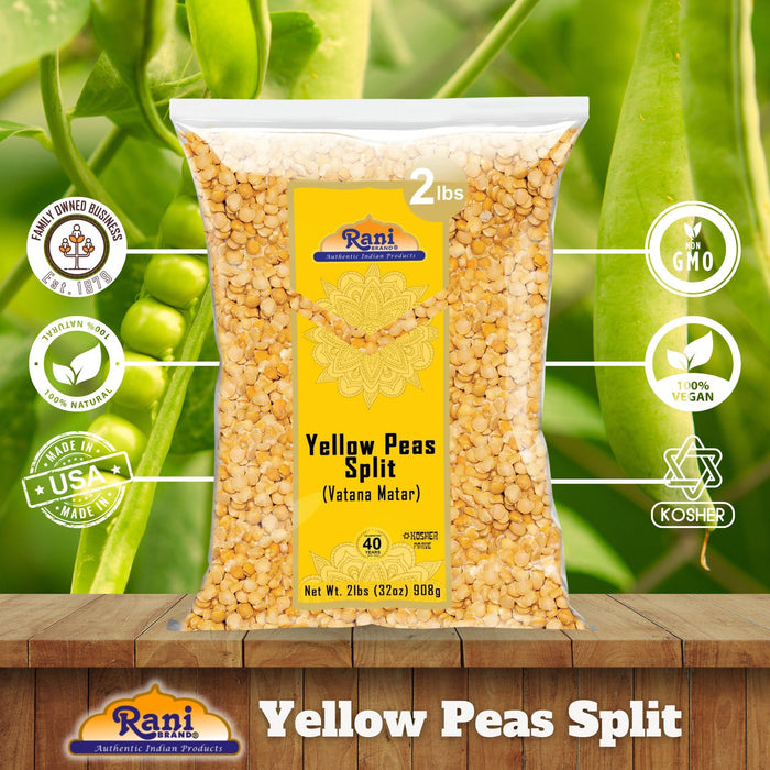 Rani Yellow Peas Split, Dried (Vatana, Matar) 32oz (2lbs) 908g ~ All Natural | Vegan | Gluten Friendly | Kosher | Product of USA