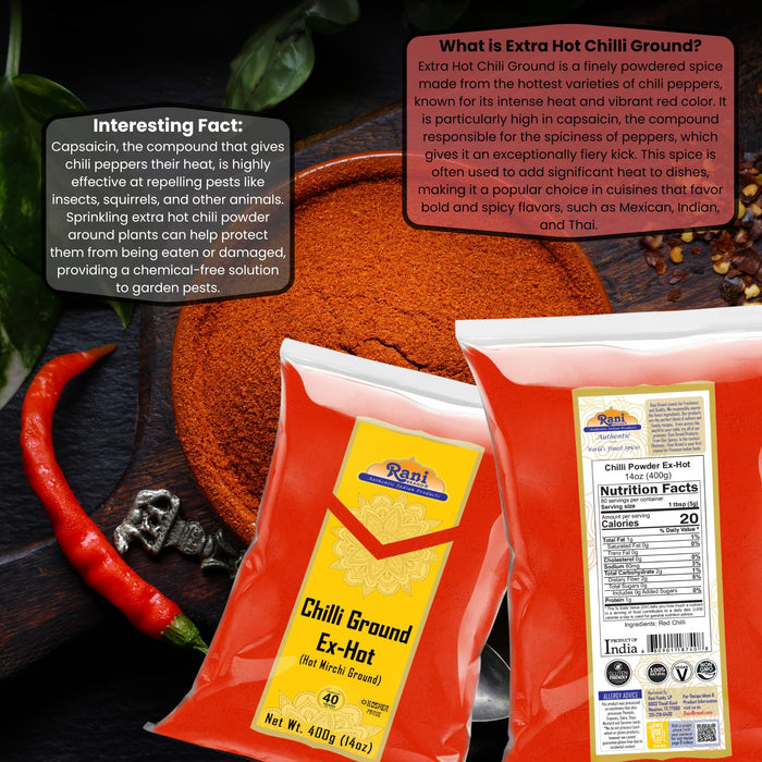 Rani Extra Hot Chilli Powder Indian Spice 14oz (400g) ~ All Natural | Salt-Free | Vegan | No Colors | Gluten Friendly | NON-GMO | Kosher