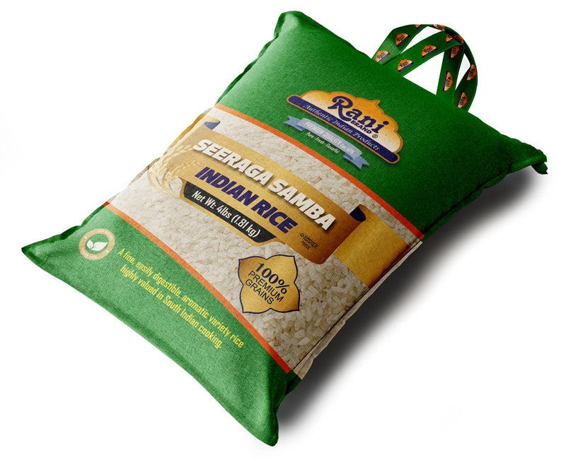 Rani Seeraga Samba Indian Rice 64oz (4lbs) 1.81kg Cloth Bag ~ All Natural | Gluten Friendly | Vegan | Kosher | Export Quality | Indian Origin