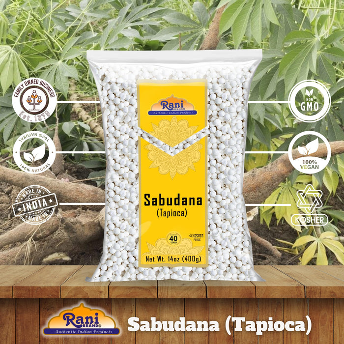 Rani Sabudana (Tapioca / Sago) Pearls 14oz (400g) ~ All Natural | Vegan | No Colors | NON-GMO | Kosher | Indian Origin