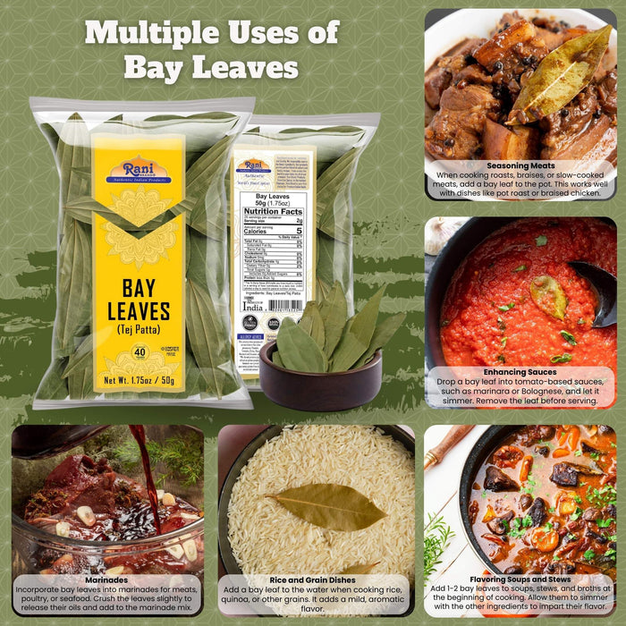 Rani Bay Leaf (Leaves) Whole Spice Hand Selected Extra Large 1.75oz (50g) ~ All Natural | Gluten Friendly | NON-GMO | Kosher | Vegan | Indian Origin (Tej Patta)