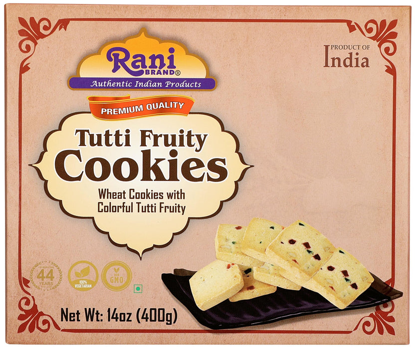 Rani Tutti Fruity Cookies (Wheat Cookies with Colorful Tutti Fruity) 14oz (400g) Premium Quality Indian Cookies ~ All Natural | Vegan | Non-GMO | Indian Origin