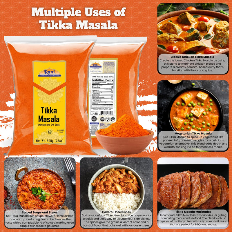 Rani Tikka Masala Indian 7-Spice Blend 28oz (800g) ~ All Natural, Salt-Free | Vegan | No Colors | Gluten Friendly | NON-GMO | Kosher