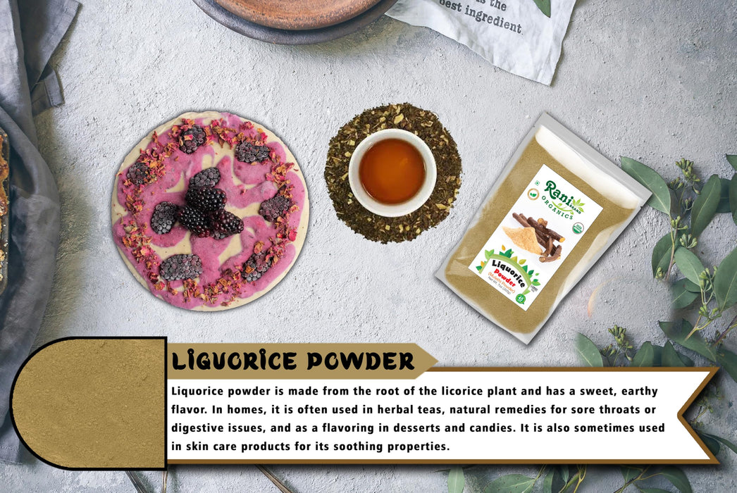 Rani Organic Liquorice Powder (Mulethi Powder) 7oz (200g) ~ All Natural | No Color | Gluten Friendly | Vegan | Non-GMO | Kosher | No Salt or fillers | Indian Origin | USDA Organic Certified