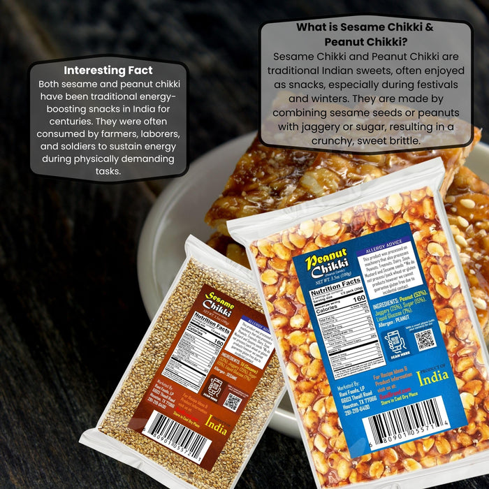 Rani Peanut & Sesame Chikki (Brittle Candy) 100g (3.5oz) x Pack of 2 ~ All Natural | Vegan | No colors | Gluten Friendly | Indian Origin