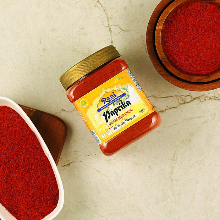 Rani Paprika (Deggi Mirch, Low Heat) Spice Powder, Ground 16oz (1lb) 454g PET Jar ~ All Natural, Salt-Free | Vegan | No Colors | Gluten Friendly | NON-GMO | Kosher | Indian Origin