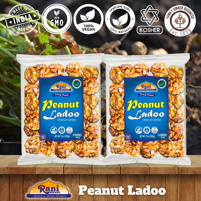 Rani Peanut Ladoo (Round Peanut Brittle Candy) 7oz (200g) x Pack of 2 ~ All Natural | Vegan | Kosher | No colors | Gluten Friendly | Indian Origin