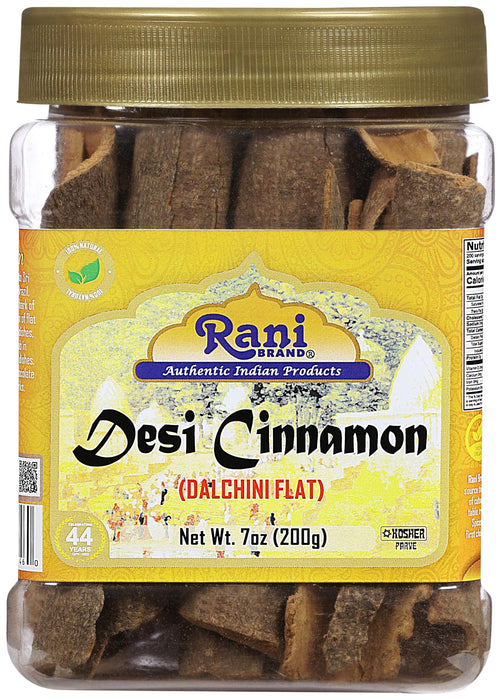 Rani Desi (Dalchini) Flat Cinnamon 7oz (200g) ~ PET Jar, Natural | Vegan | Gluten Friendly | NON-GMO | Kosher | Indian Origin