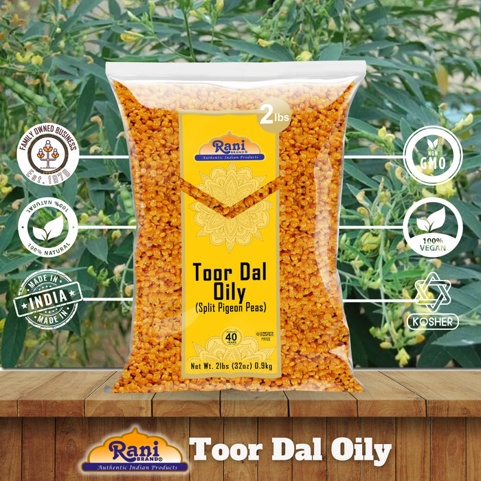 Rani Toor Dal (Split Pigeon Peas) Oily, 32oz (2lbs) 908g ~ All Natural | Gluten Friendly | NON-GMO | Kosher | Vegan | Indian Origin