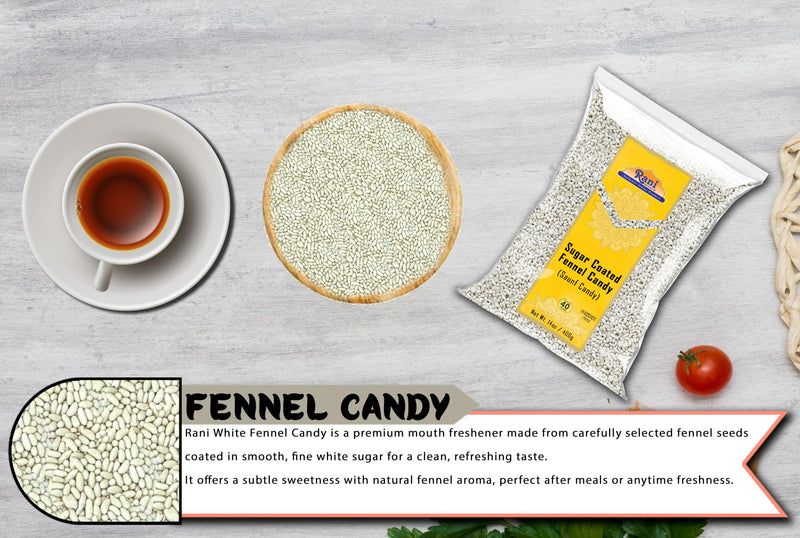 Rani Sugar Coated Fennel Candy 14oz (400g) No Color ~ Indian After Meal Digestive Treat | Vegan | Gluten Friendly | NON-GMO | Kosher | Indian Origin
