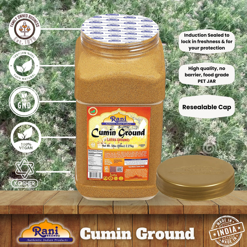 Rani Cumin Powder Spice (Jeera) 80oz (5lbs) 2.27kg Bulk PET Jar~All Natural, Salt-Free | Vegan | No Colors | Gluten Friendly | NON-GMO | Kosher | Indian Origin